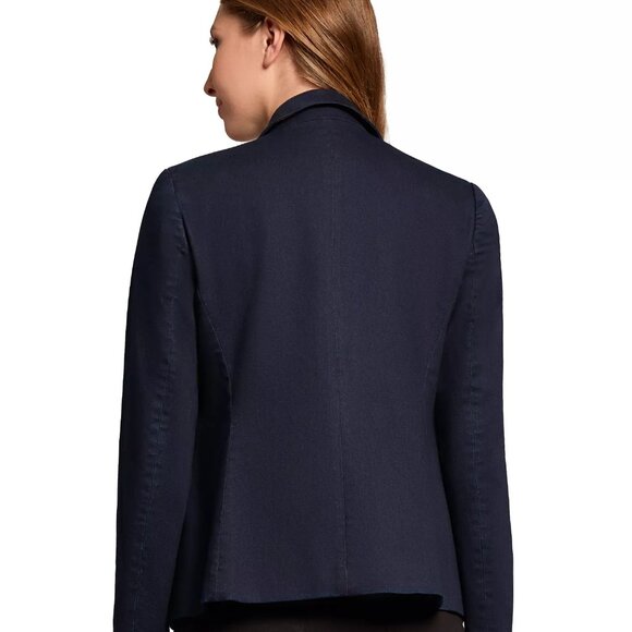Jones New York Petite Denim Faux Double-Breasted Blazer/Jacket Dark Blue PS NWT - Picture 3 of 3